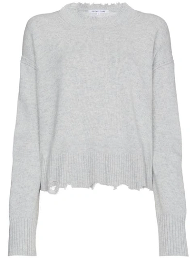 Helmut Lang Distressed Wool And Cashmere-blend Sweater In Grey