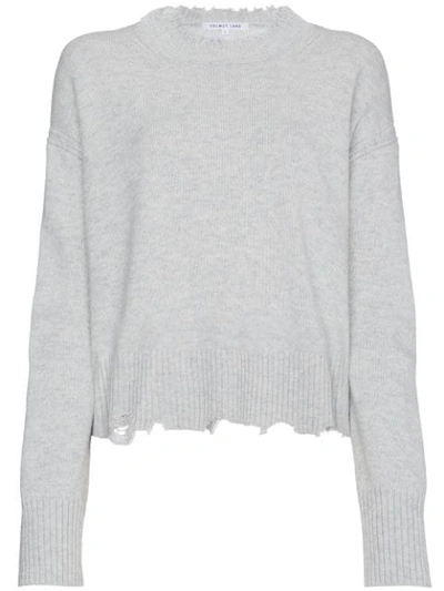 Helmut Lang Distressed Wool And Cashmere-blend Jumper In Grey
