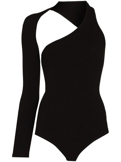 Solace London The Nola One-shoulder Bodysuit In Black