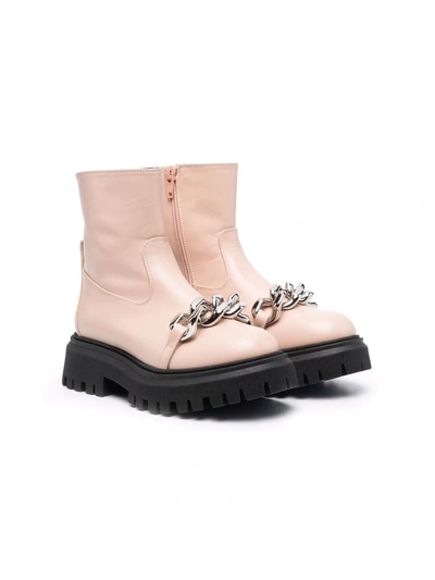 N°21 Teen Chain-link Strap Ankle Boots In 中性色