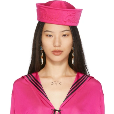 Jean Paul Gaultier Pink Neoprene Sailor Cap In Shockingpin