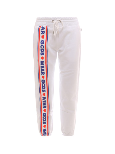 Gcds Logo-print Cotton Track Trousers In White