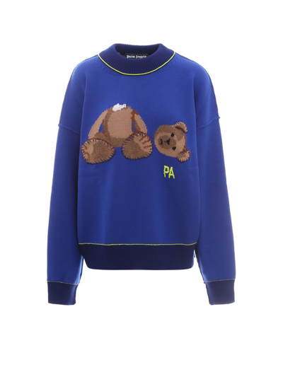 Palm Angels Blue Bear Sweater