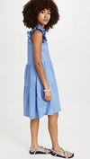Sea Lee Linen Blend Short Sleeve Dress In Blue