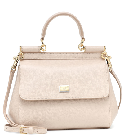Dolce & Gabbana Sicily Small Leather Tote In Pink