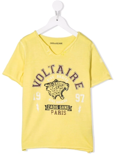Zadig & Voltaire Kids' Logo-print Cotton T-shirt In Yellow