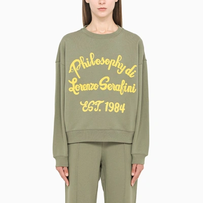 Philosophy Green Embroidered Crewneck Sweatshirt In Multicolor