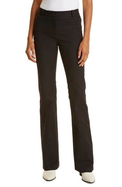 Frame Le High Flare Stretch Cotton Trouser Pants In Noir