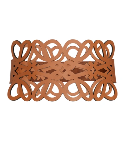Loewe Anagram Laser-cut Leather Waist Belt In Brown