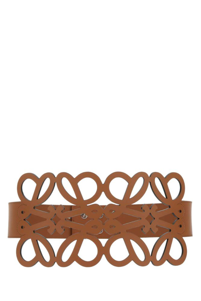 Loewe Anagram Laser-cut Leather Waist Belt In Tan