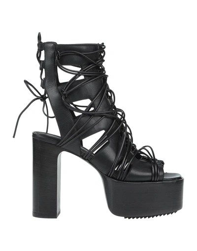 Rick Owens Megalaced Kiss Cutout Leather Platform Sandals In Black