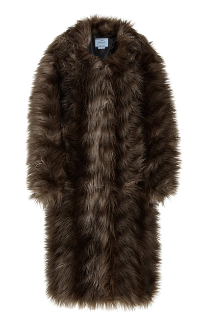 Prada Smoke Long Faux Fur In Neutrals