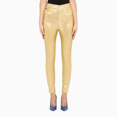 Dolce & Gabbana Gold Leggings With Metallic-effect