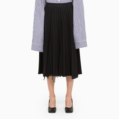 Balenciaga Black Denim Pleated Skirt