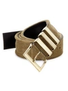 Balmain Suede Belt In Beige Khaki