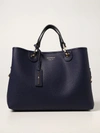 Emporio Armani Bag In Textured Synthetic Leather In Blue