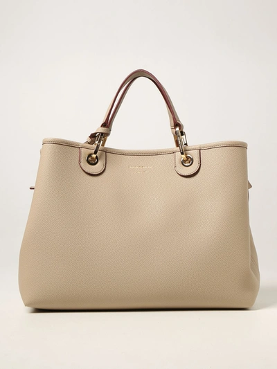 Shop Emporio Armani Bag In Textured Synthetic Leather In Beige