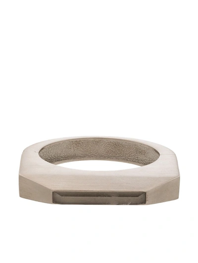 Rick Owens Silver Tone Bevelled Crystal Bangle Bracelet