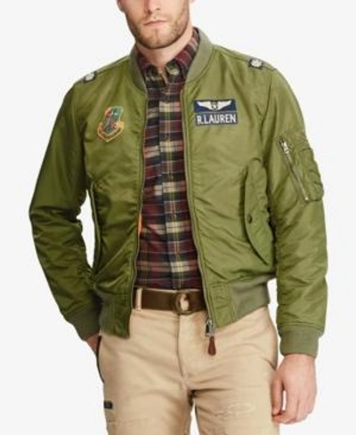 Polo Ralph Lauren Men's Iconic Ma-1 Bomber Jacket In Olive/coastal Orange |  ModeSens