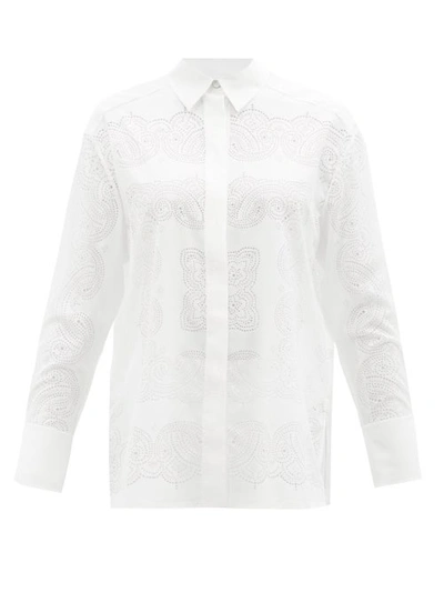 Givenchy Perforated Bandana Crepe Button-down Shirt In White