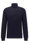 Hugo Boss Slim-fit Rollneck Sweater In Virgin Wool In Dark Blue
