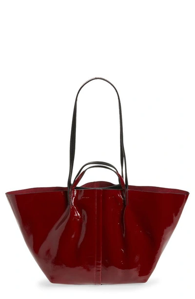 Allsaints Womens Liquid Rouge Odette Wide Crinkled Patent Leather Tote Bag 1 Size