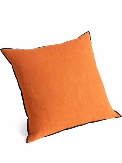 Hay Outline Contrast-trim Linen And Cotton-blend Cushion 50cm X 50cm In Sienna