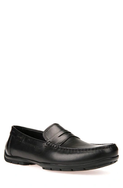 Geox Men's Monet 2 Fit Leather Penny Loafers In Black Oxford
