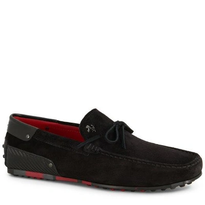 Tod's For Ferrari City Gommino Loafers In Suede In Black