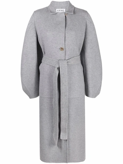 Loewe Circular Sleeve Coat In Wool And Cachemire In Grey