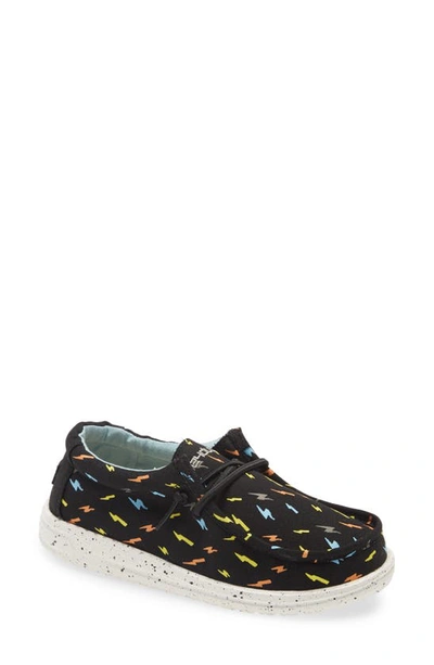 Hey Dude Wally Moc Toe Sneaker In Black Flash