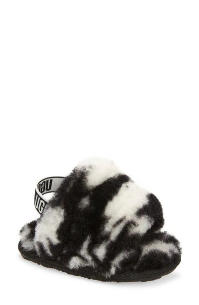 Ugg Babies' (r) Fluff Yeah Genuine Shearling Slide Sandal In Black Marble