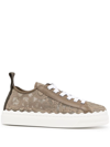 Chloé Lauren Logo Lace Platform Sneaker In Greige