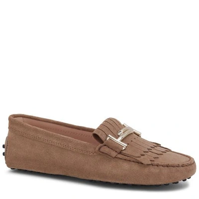 Tod's Gommino Driving Shoes In Suede In Brown