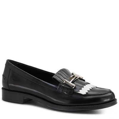 Tod's Moccasin In Leather In Black/white