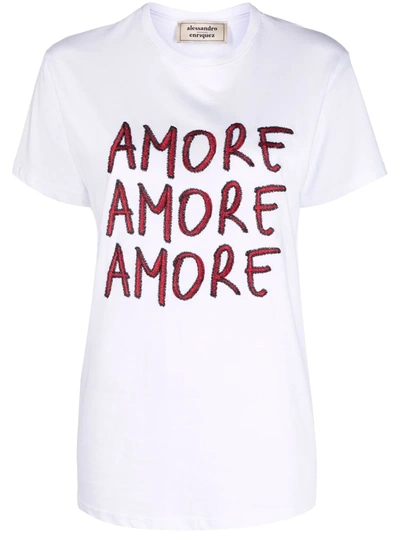 Alessandro Enriquez Amore Embroidered-logo T-shirt In White