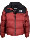 The North Face Bicolor Nylon Down Jacket With Logo Print In Brick House Red