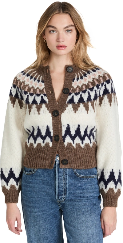 Frame Fair Isle Alpaca-blend Cardigan In Off White Multi