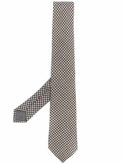 Brunello Cucinelli Houndstooth Pattern Tie In Grey
