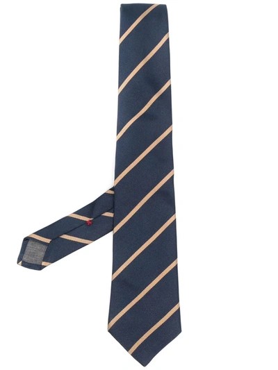 Brunello Cucinelli Diagonal Stripes Tie In Blue