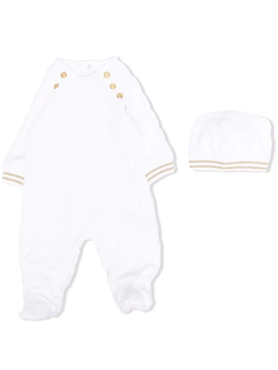 Balmain Black Set For Babykids With Black Logo In Bianco