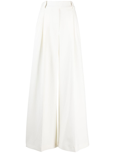 Alexandre Vauthier Pleated-front Wide-leg Crepe Trousers In Neutrals
