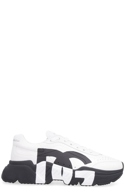 Dolce & Gabbana Black And White Leather Daymaster Sneakers