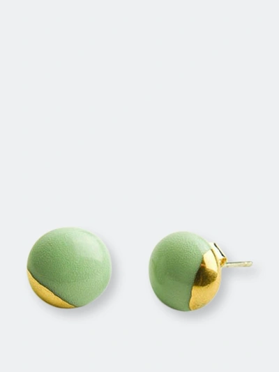 Chimmi We Are  Ceramic Ball Earrings In Green