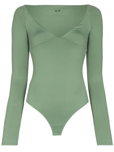 Alix Nyc Jansen Off-shoulder Bodysuit In Green