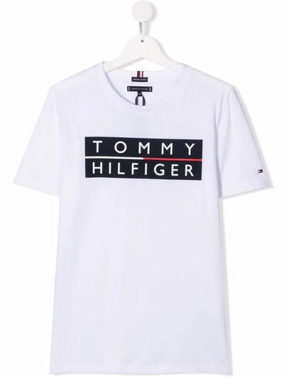 Tommy Hilfiger Junior Teen Logo Print T-shirt In White