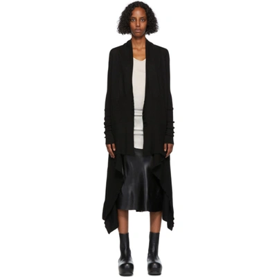 Rick Owens Jet-black Organic Cotton Oversized Knitted Cardigan In Oxford