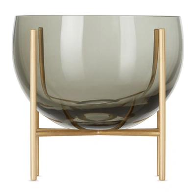 Menu Black & Gold Small Échasse Bowl In Smoke Glass / Brushe