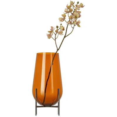 Menu Orange Échasse Vase In Amber Glass / Bronze