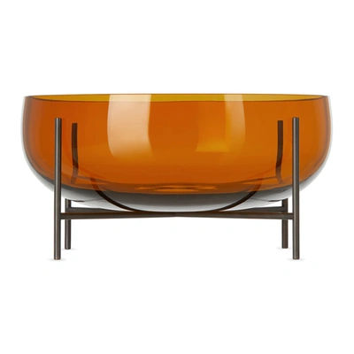 Menu Orange Large Échasse Bowl In Amber Glass / Bronze